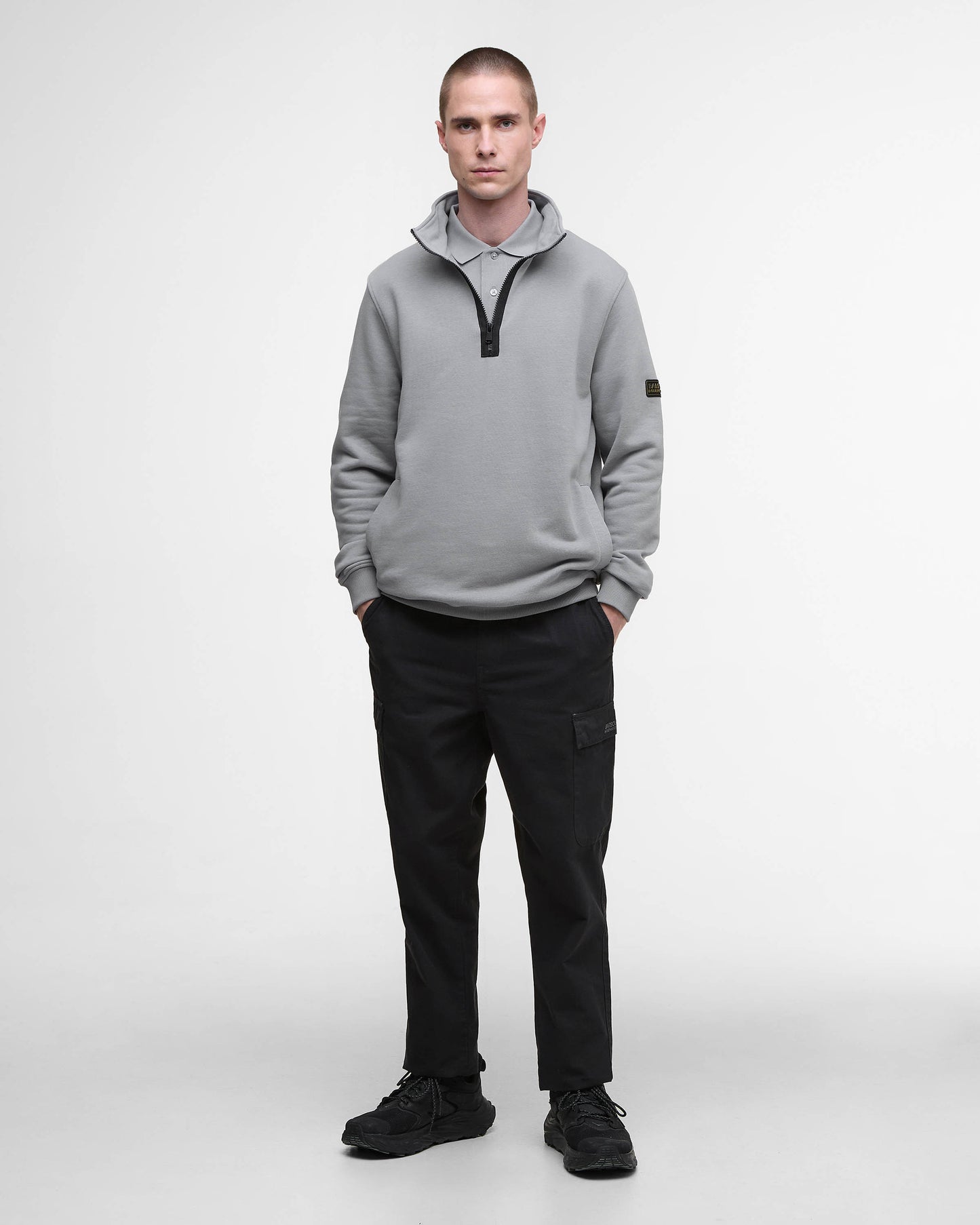 Barbour International Outline Mens Funnel Neck Sweatshirt - Ultimate Grey