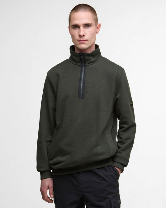 Barbour International Outline Mens Funnel Neck Sweatshirt - Sage