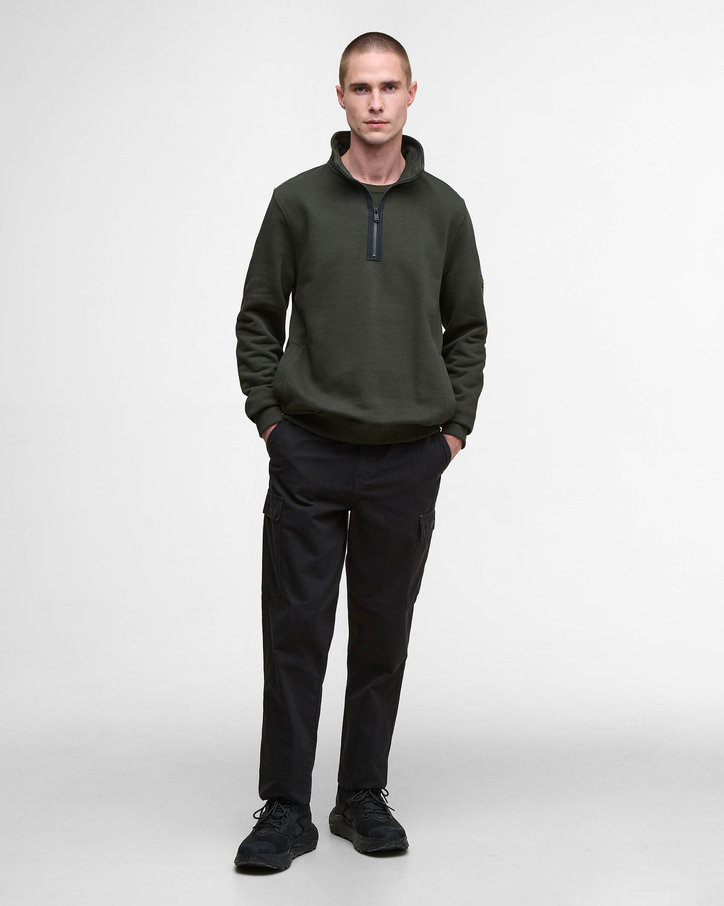 Barbour International Outline Mens Funnel Neck Sweatshirt - Sage