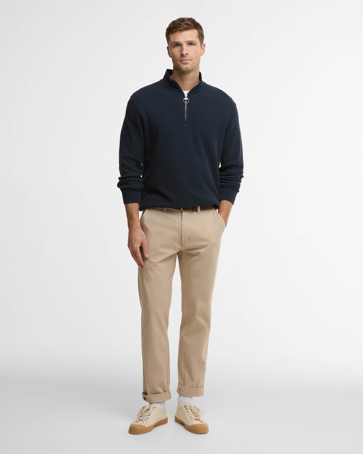 Barbour Pique Interlock Mens Half Zip Sweatshirt - Navy