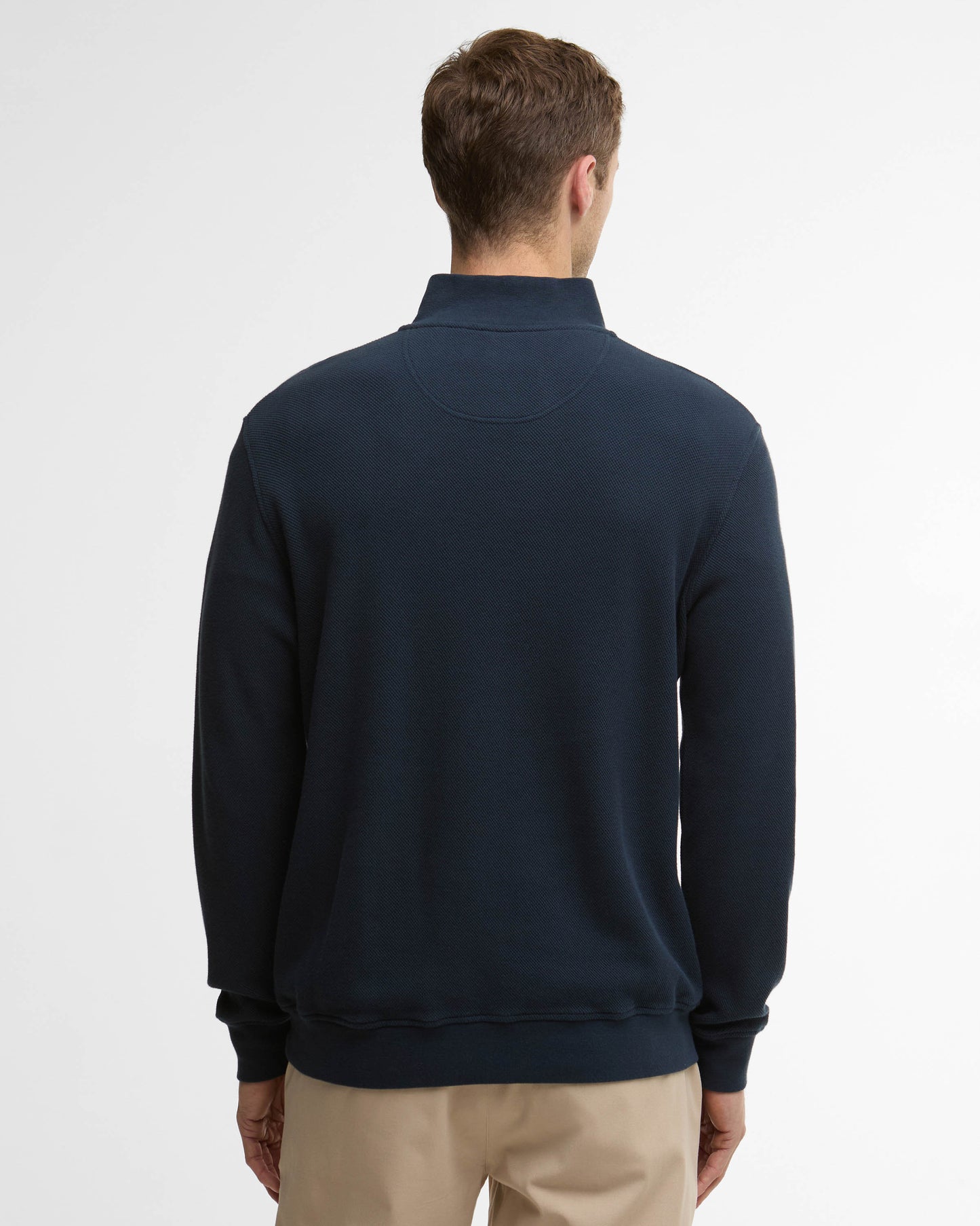 Barbour Pique Interlock Mens Half Zip Sweatshirt - Navy