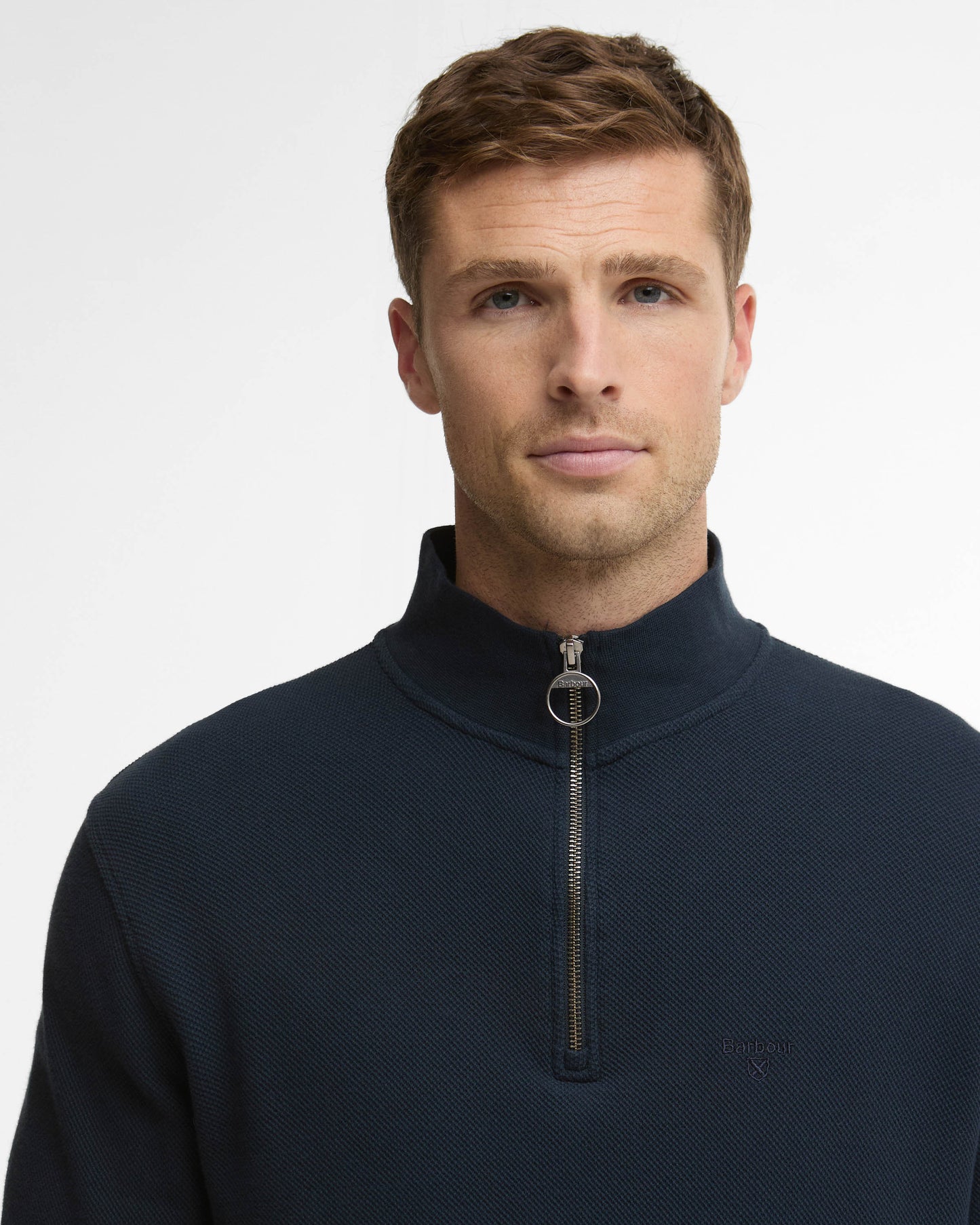 Barbour Pique Interlock Mens Half Zip Sweatshirt - Navy