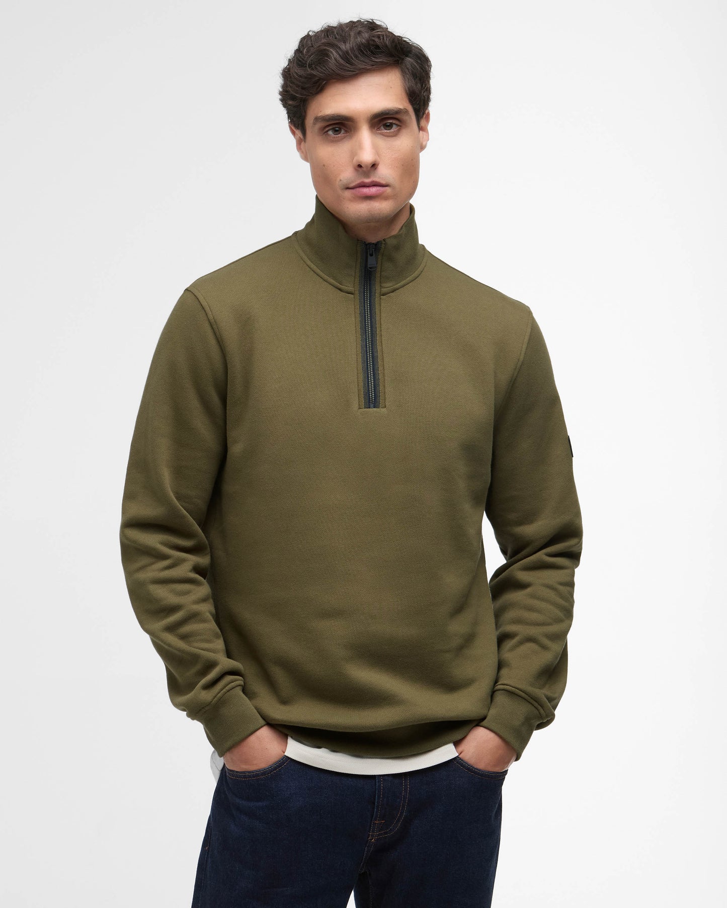 Barbour International Rufforth Mens Half Zip Sweatshirt - Light Sage