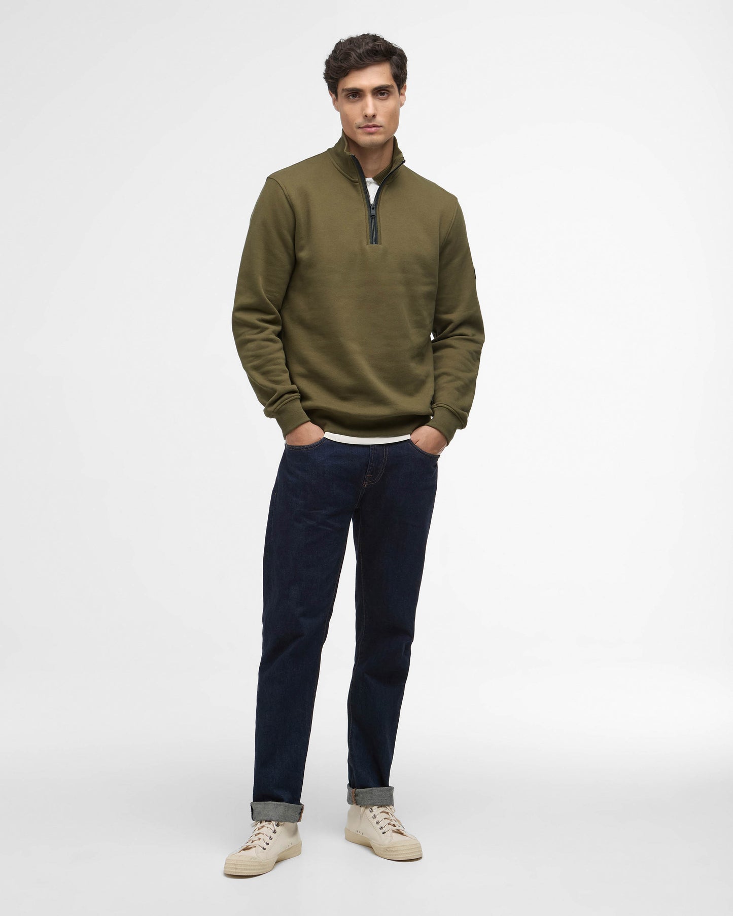 Barbour International Rufforth Mens Half Zip Sweatshirt - Light Sage
