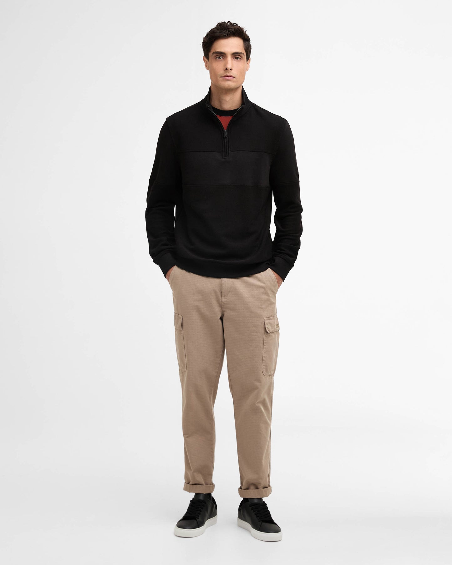 Barbour International Kaspian Mens Half Zip Sweatshirt - Black | CHO | Designer Mens Half Zip Sweatshirts