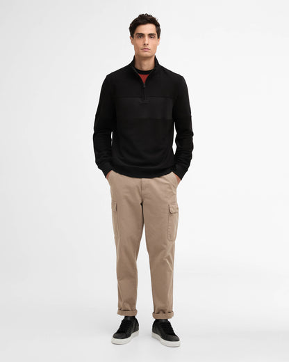 Barbour International Kaspian Mens Half Zip Sweatshirt - Black | CHO | Designer Mens Half Zip Sweatshirts
