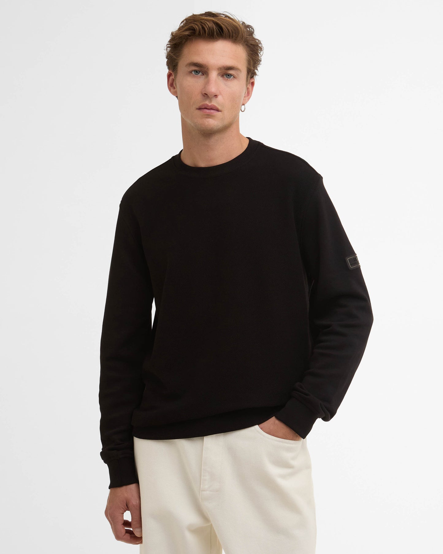 Barbour International Kaspian Mens Crewneck Sweatshirt - Black | CHO | Designer Mens Crewneck Sweatshirts