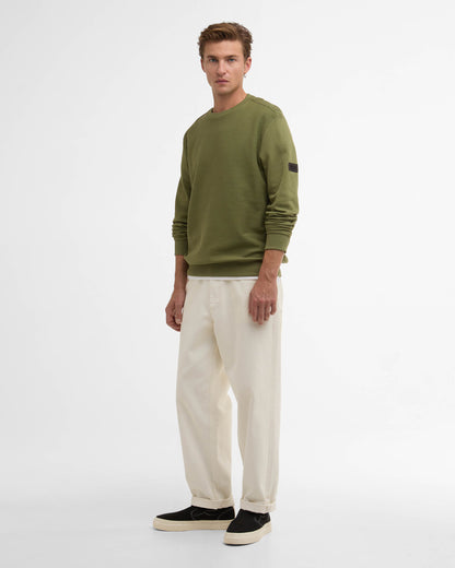Barbour International Kaspian Mens Crewneck Sweatshirt - Burnt Olive | CHO | Designer Mens Crewneck Sweatshirts
