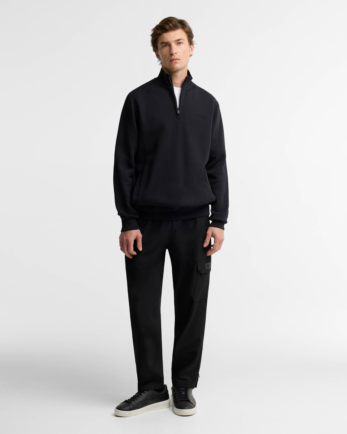 Barbour International 90th Anniversary Mens Half Zip Sweatshirt - Black | CHO | Designer Mens Quarter Zip Sweatshirts
