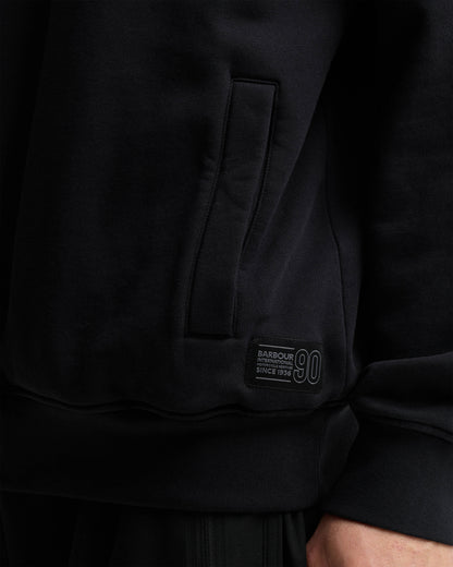 Barbour International 90th Anniversary Mens Half Zip Sweatshirt - Black | CHO | Designer Mens Quarter Zip Sweatshirts