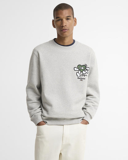 Barbour x Mul Mens Crewneck Sweatshirt - Grey Marl | CHO | Designer Mens Crew Neck Sweatshirts