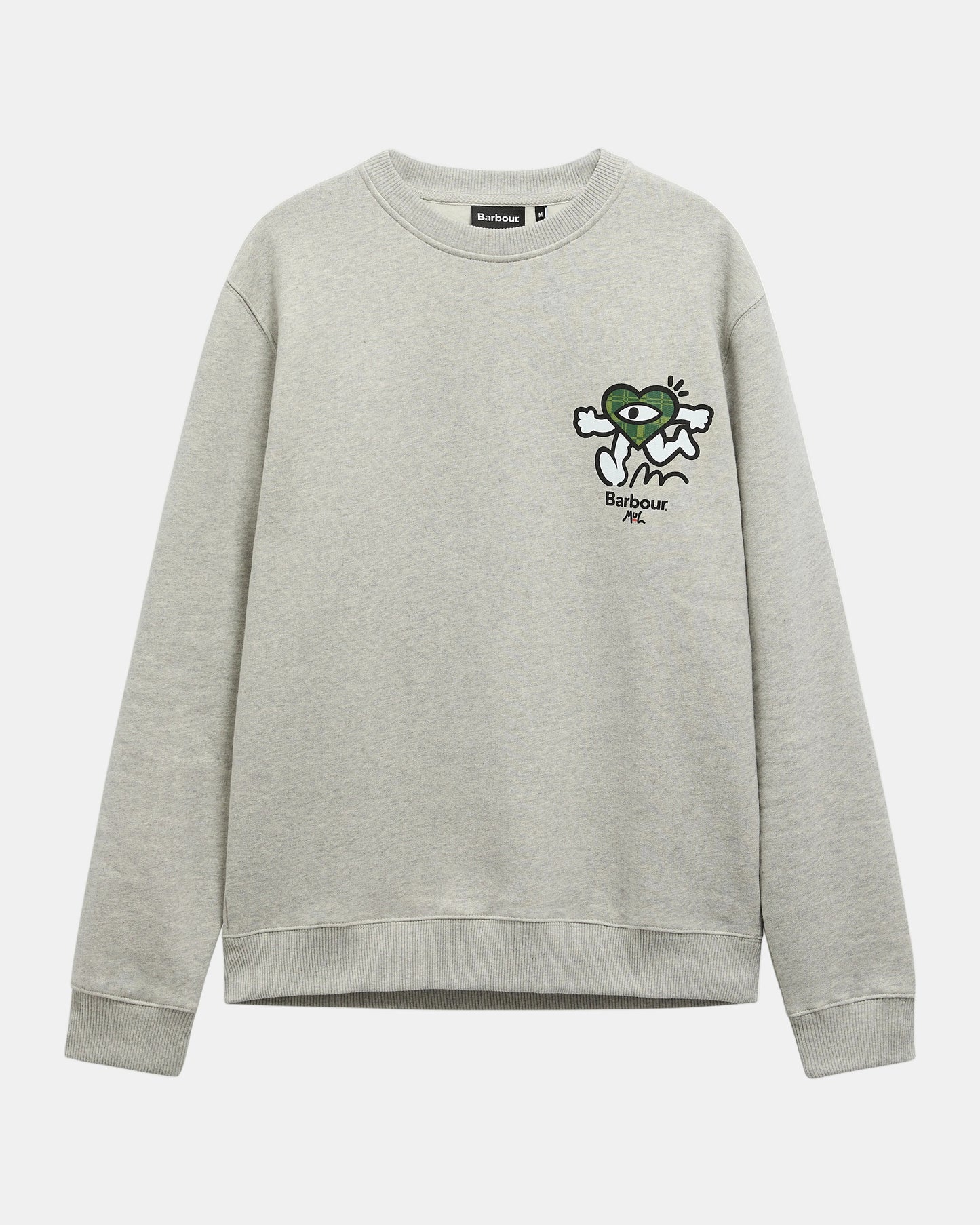 Barbour x Mul Mens Crewneck Sweatshirt - Grey Marl | CHO | Designer Mens Crew Neck Sweatshirts