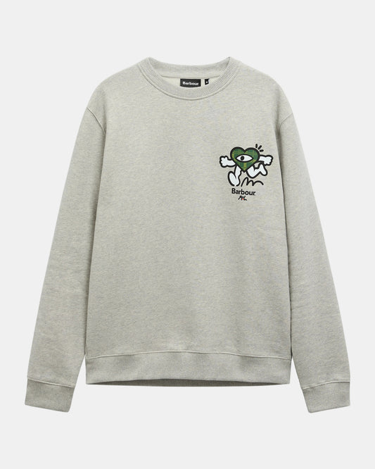 Barbour x Mul Mens Crewneck Sweatshirt - Grey Marl | CHO | Designer Mens Crew Neck Sweatshirts