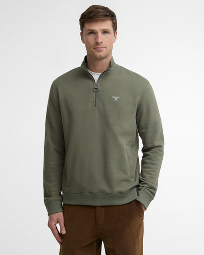 Barbour Desmond Mens Half Zip Sweatshirt - Agave Green | CHO | Designer Mens Quarter Zip Sweatshirts