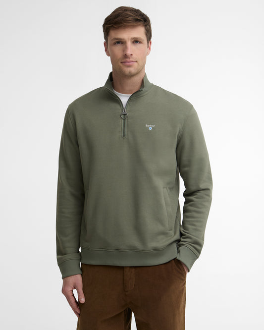 Barbour Desmond Mens Half Zip Sweatshirt - Agave Green | CHO | Designer Mens Quarter Zip Sweatshirts