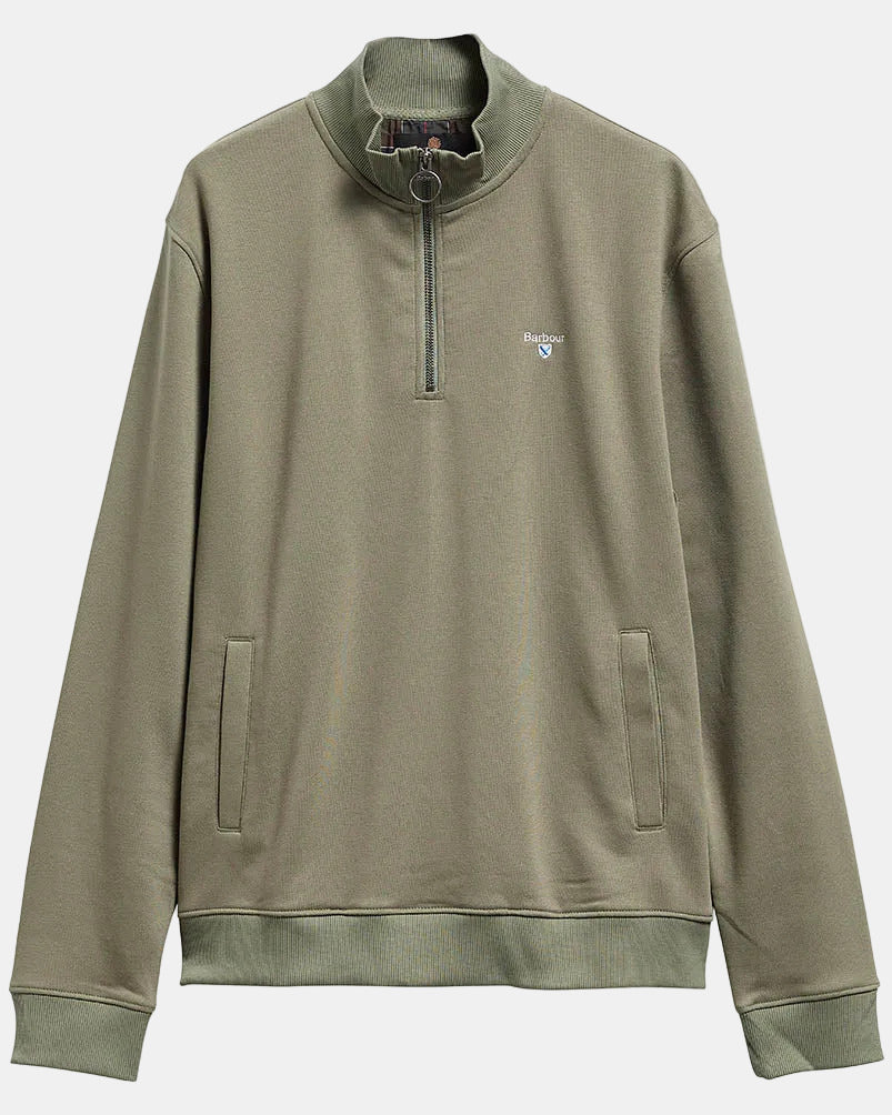 Barbour Desmond Mens Half Zip Sweatshirt - Agave Green | CHO | Designer Mens Quarter Zip Sweatshirts
