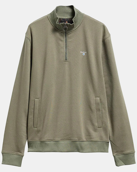 Barbour Desmond Mens Half Zip Sweatshirt - Agave Green | CHO | Designer Mens Quarter Zip Sweatshirts