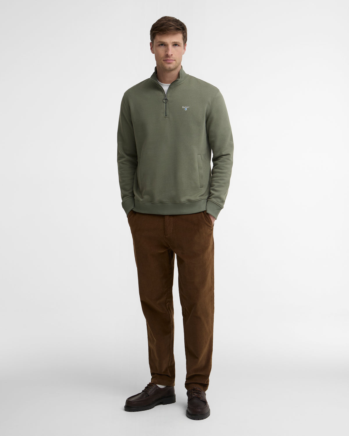 Barbour Desmond Mens Half Zip Sweatshirt - Agave Green | CHO | Designer Mens Quarter Zip Sweatshirts