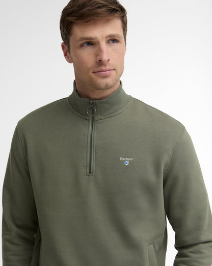 Barbour Desmond Mens Half Zip Sweatshirt - Agave Green | CHO | Designer Mens Quarter Zip Sweatshirts