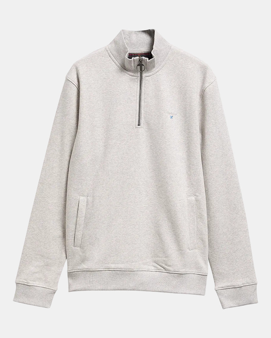 Barbour Desmond Mens Half Zip Sweatshirt - Grey Marl | CHO | Designer Mens Quarter Zip Sweatshirts