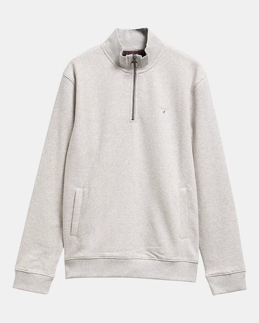 Barbour Desmond Mens Half Zip Sweatshirt - Grey Marl | CHO | Designer Mens Quarter Zip Sweatshirts