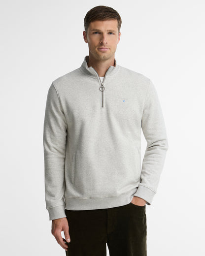 Barbour Desmond Mens Half Zip Sweatshirt - Grey Marl | CHO | Designer Mens Quarter Zip Sweatshirts