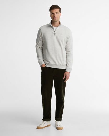 Barbour Desmond Mens Half Zip Sweatshirt - Grey Marl | CHO | Designer Mens Quarter Zip Sweatshirts