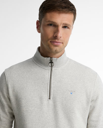 Barbour Desmond Mens Half Zip Sweatshirt - Grey Marl | CHO | Designer Mens Quarter Zip Sweatshirts