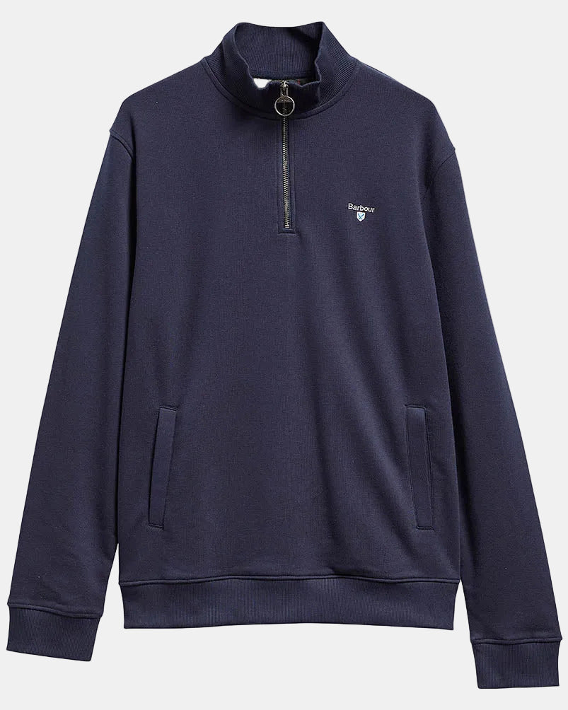 Barbour Desmond Mens Half Zip Sweatshirt - Navy | CHO | Designer Mens Quarter Zip Sweatshirts