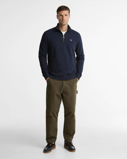 Barbour Desmond Mens Half Zip Sweatshirt - Navy, full length.