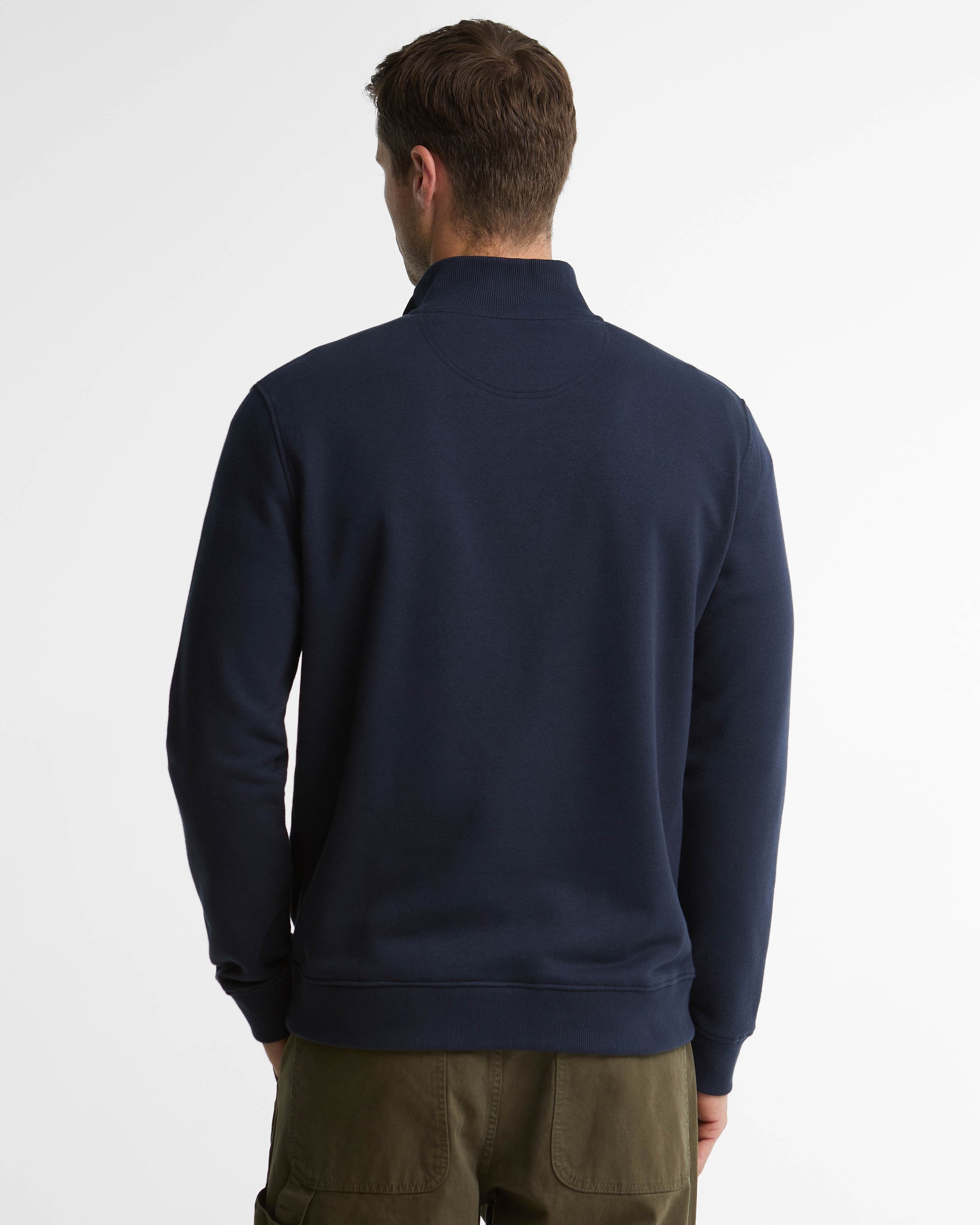 Barbour Desmond Mens Half Zip Sweatshirt - Navy, back.