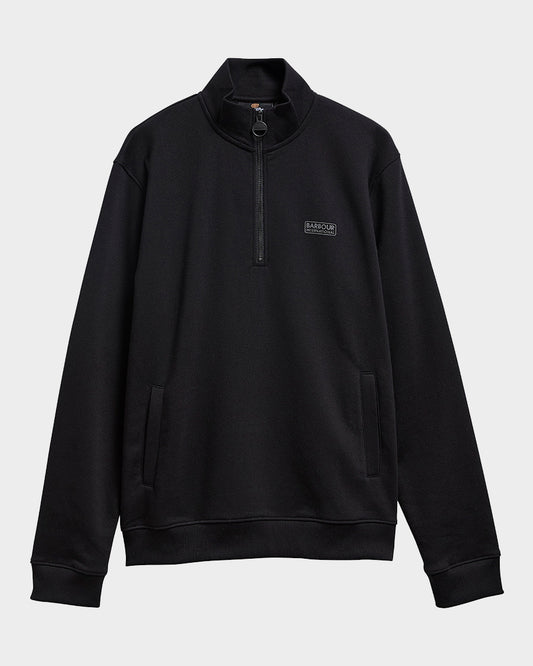 Barbour International Essential Mens Half Zip Sweatshirt - Black/Pewter