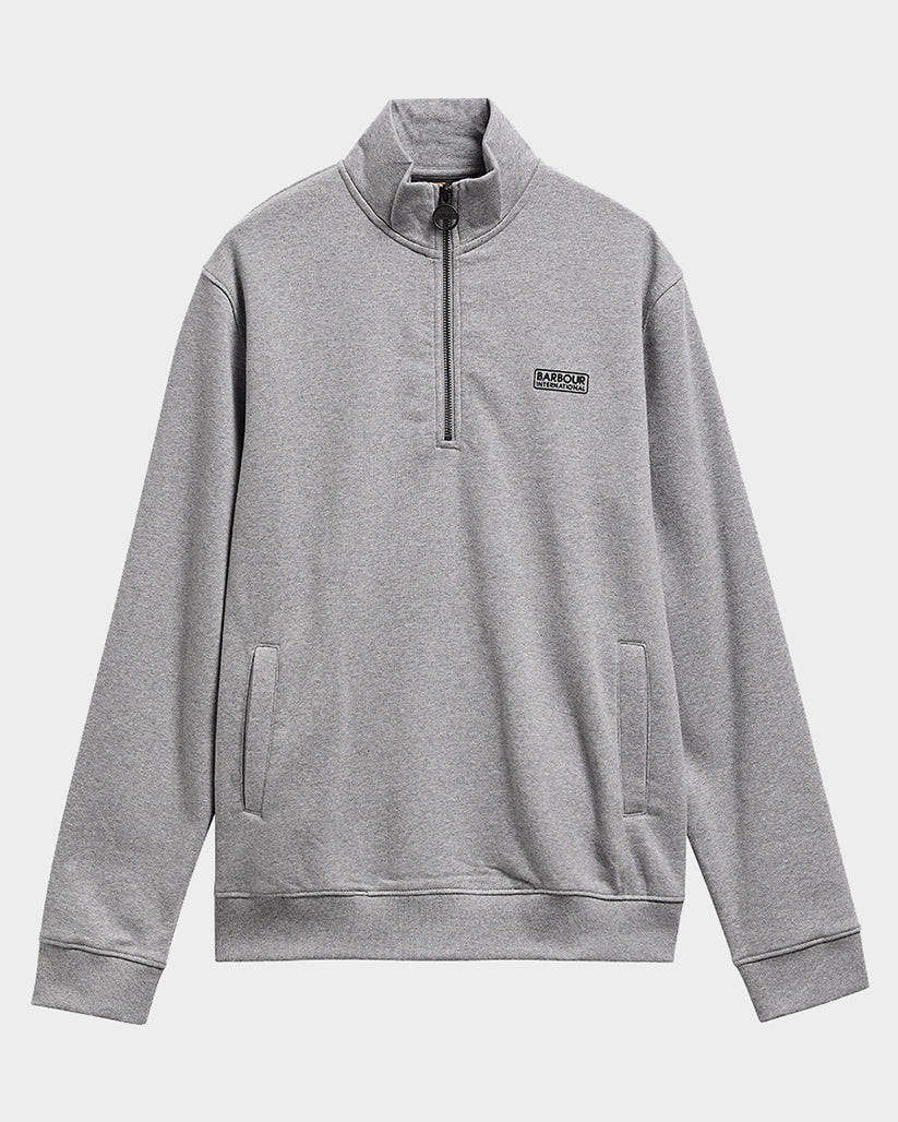 Barbour International Essential Mens Half Zip Sweatshirt - Anthracite Marl | CHO | Designer Mens Quarter Zip Sweatshirts