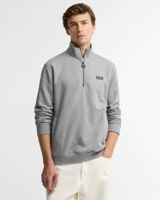 Barbour International Essential Mens Half Zip Sweatshirt - Anthracite Marl | CHO | Designer Mens Quarter Zip Sweatshirts