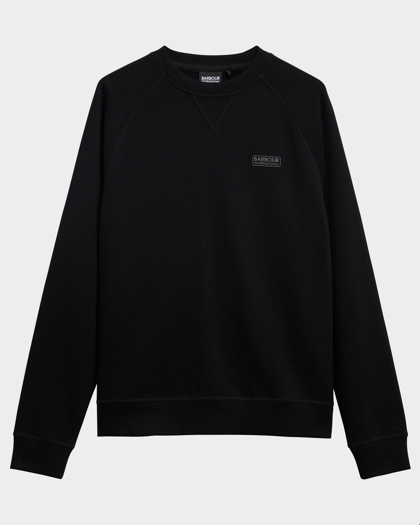 Barbour International Essential Mens Crew Neck Sweatshirt - Black/Pewter | CHO | Designer Mens Crew Neck Sweatshirts