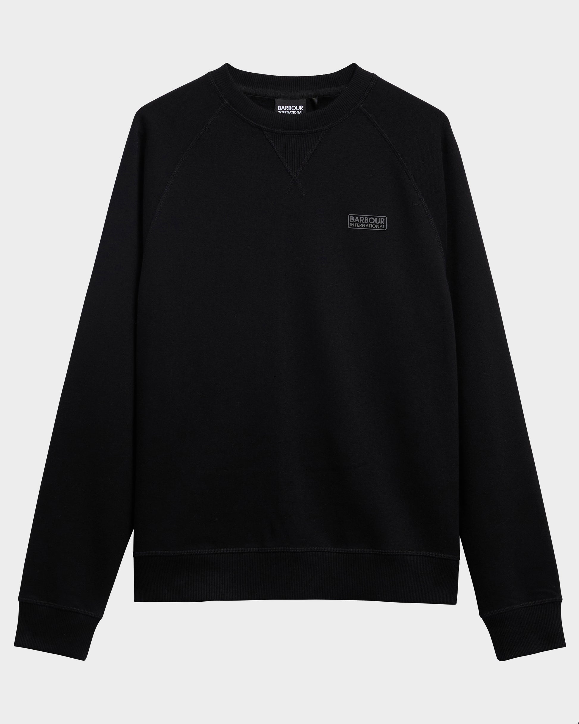 Barbour International Essential Mens Crew Neck Sweatshirt - Black/Pewter | CHO | Designer Mens Crew Neck Sweatshirts