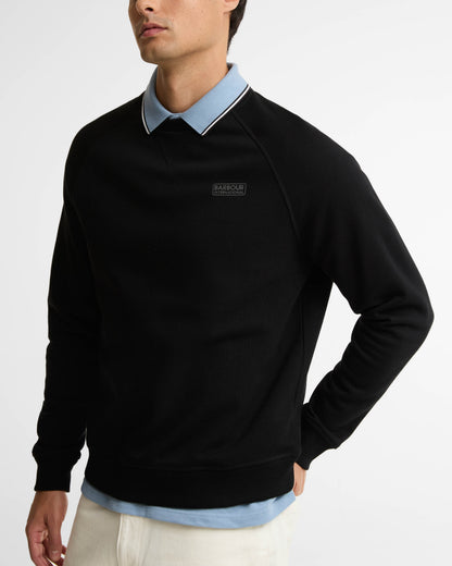 Barbour International Essential Mens Crew Neck Sweatshirt - Black/Pewter | CHO | Designer Mens Crew Neck Sweatshirts