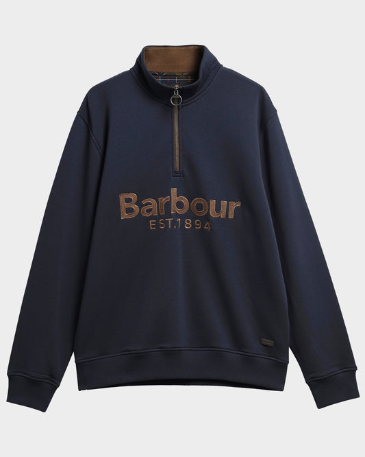 Barbour Fosse Mens Half Zip Sweatshirt - Navy | CHO | Designer Mens Half Zip Sweatshirts