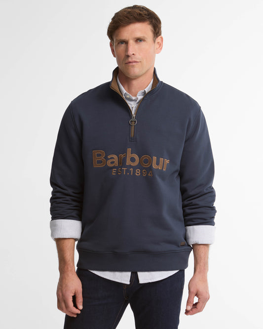 Barbour Fosse Mens Half Zip Sweatshirt - Navy | CHO | Designer Mens Half Zip Sweatshirts