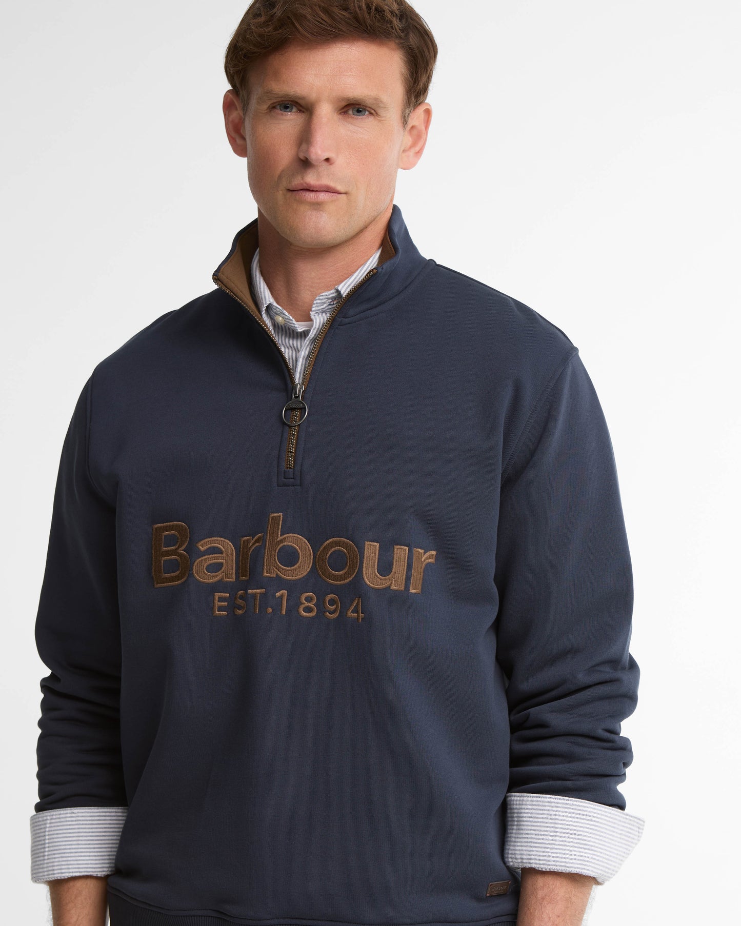 Barbour Fosse Mens Half Zip Sweatshirt - Navy | CHO | Designer Mens Half Zip Sweatshirts