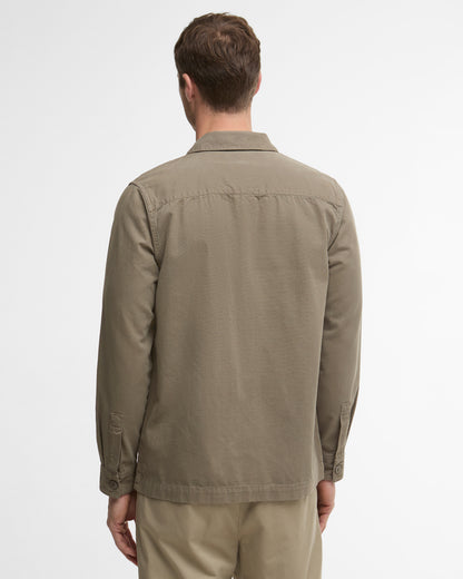 Barbour Washed Mens Overshirt in Smokey Olive - back