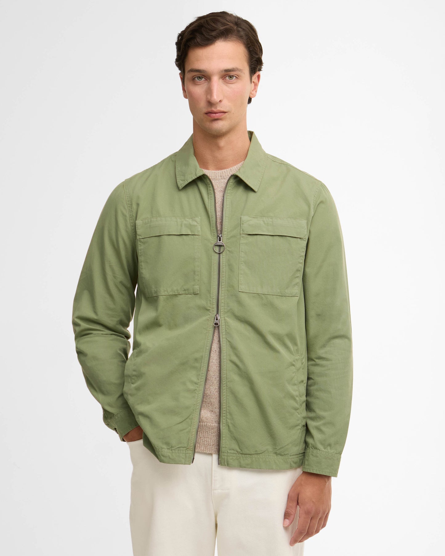 Barbour Glendale Mens Zipped Overshirt - Laurel Green