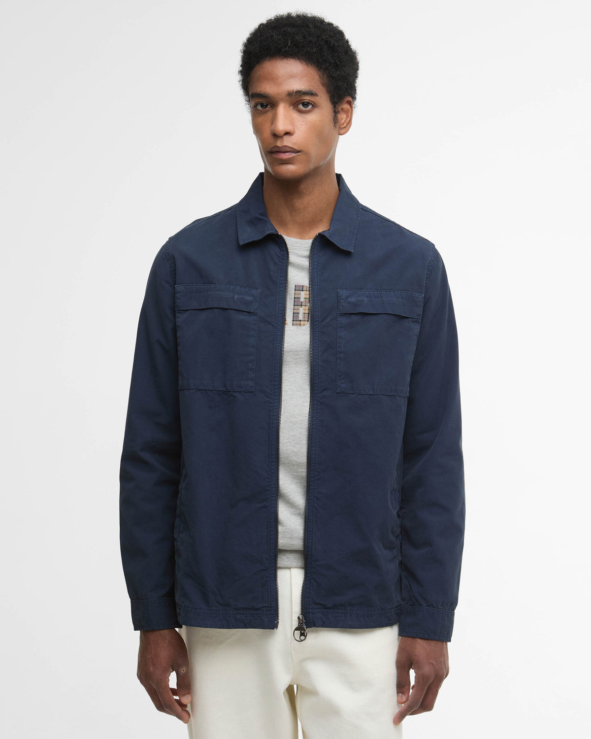 Barbour Glendale Mens Zipped Overshirt - Navy | CHO | Designer Mens Overshirts