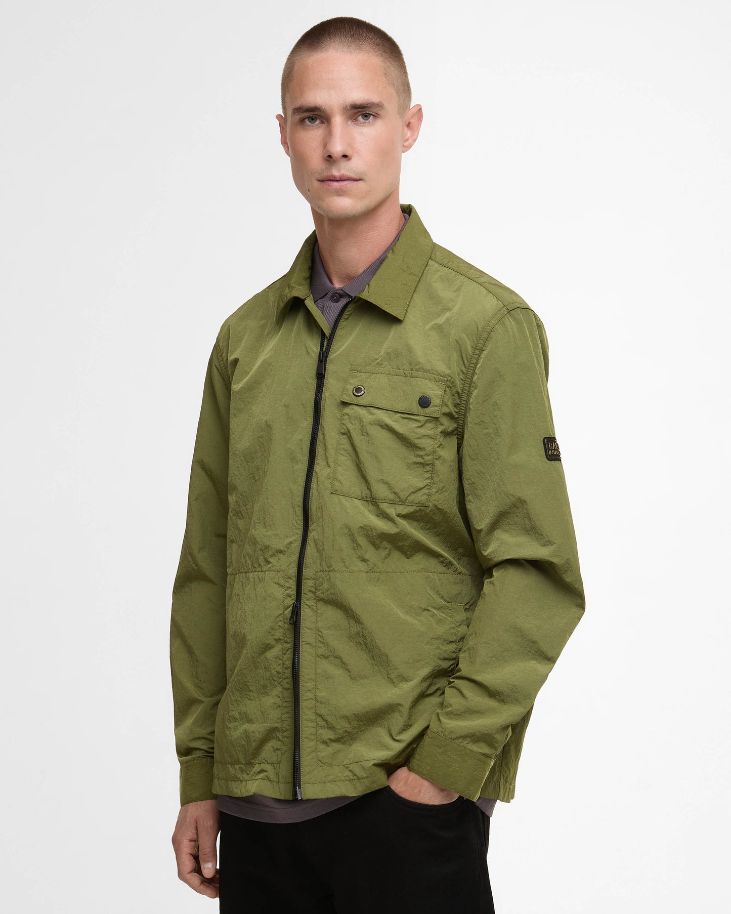 Barbour International Inline Mens Overshirt - Cable Olive