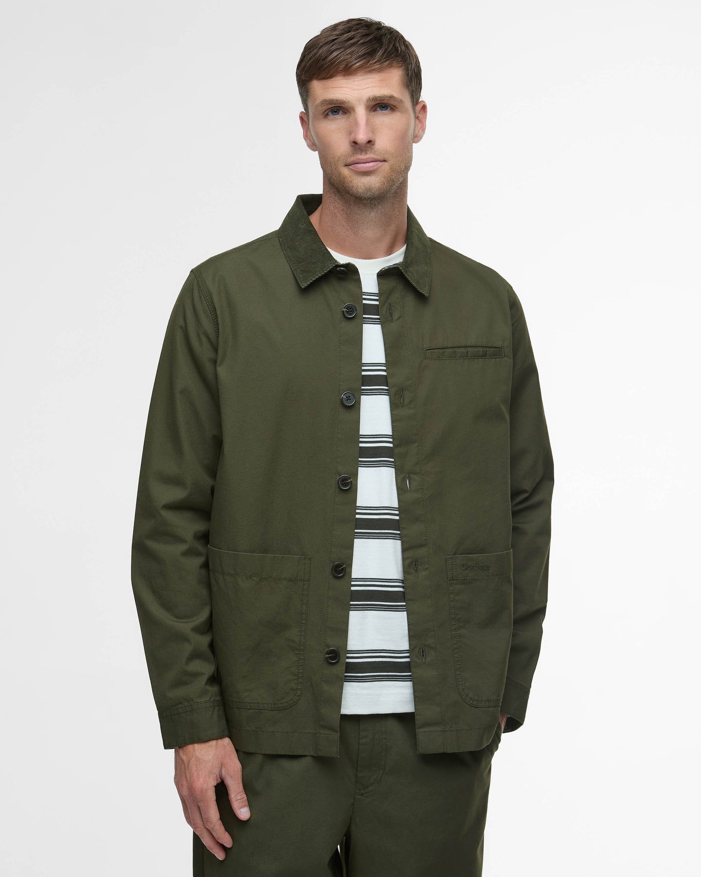 Barbour Cole Mens Tailored Fit Poplin Overshirt - Olive