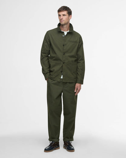 Barbour Cole Mens Tailored Fit Poplin Overshirt - Olive
