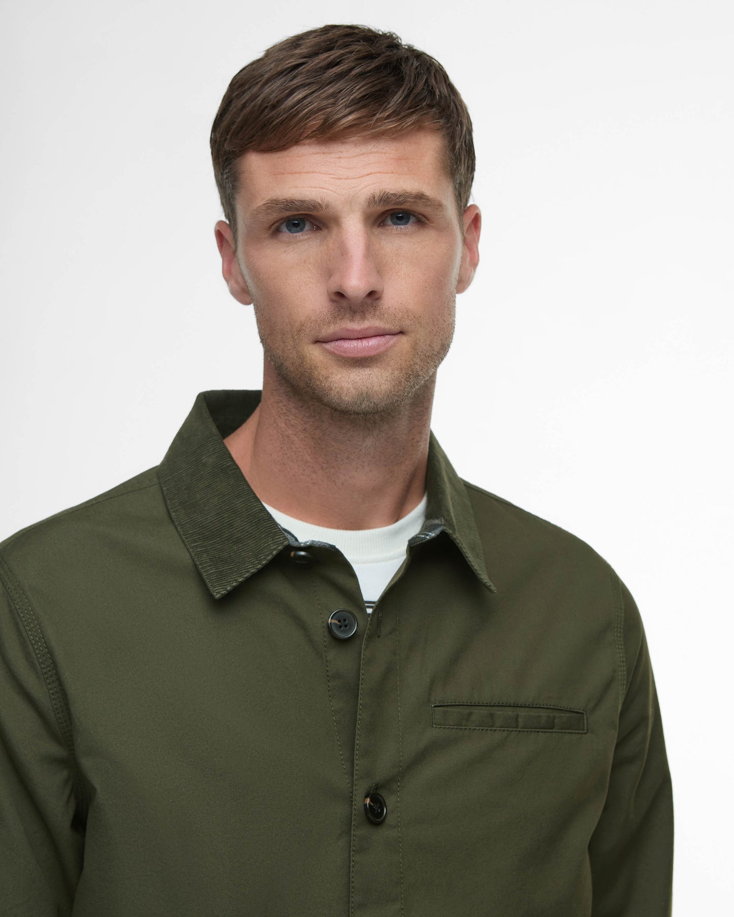 Barbour Cole Mens Tailored Fit Poplin Overshirt - Olive