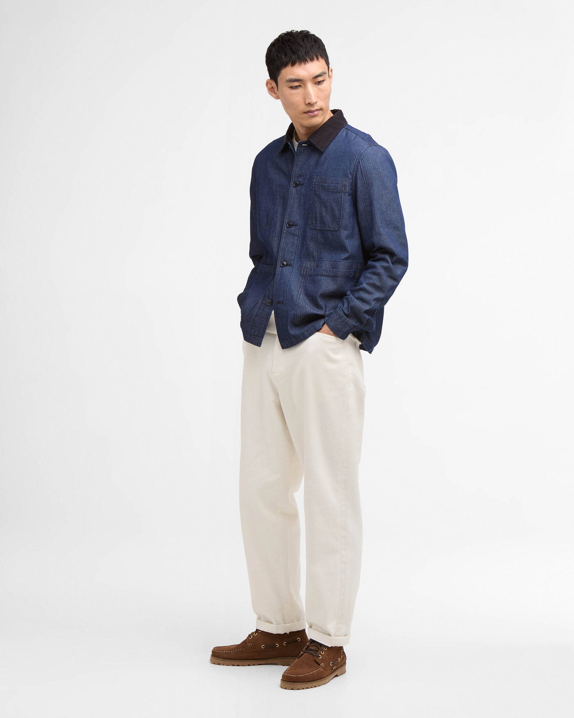Barbour International Piligan Herringbone Mens Denim Overshirt - Indigo | CHO | Designer Mens Overshirts