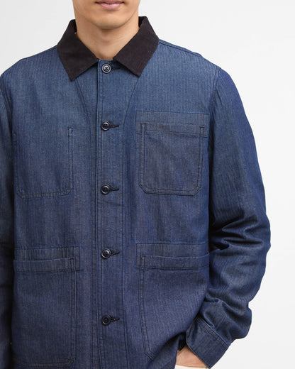 Barbour International Piligan Herringbone Mens Denim Overshirt - Indigo | CHO | Designer Mens Overshirts