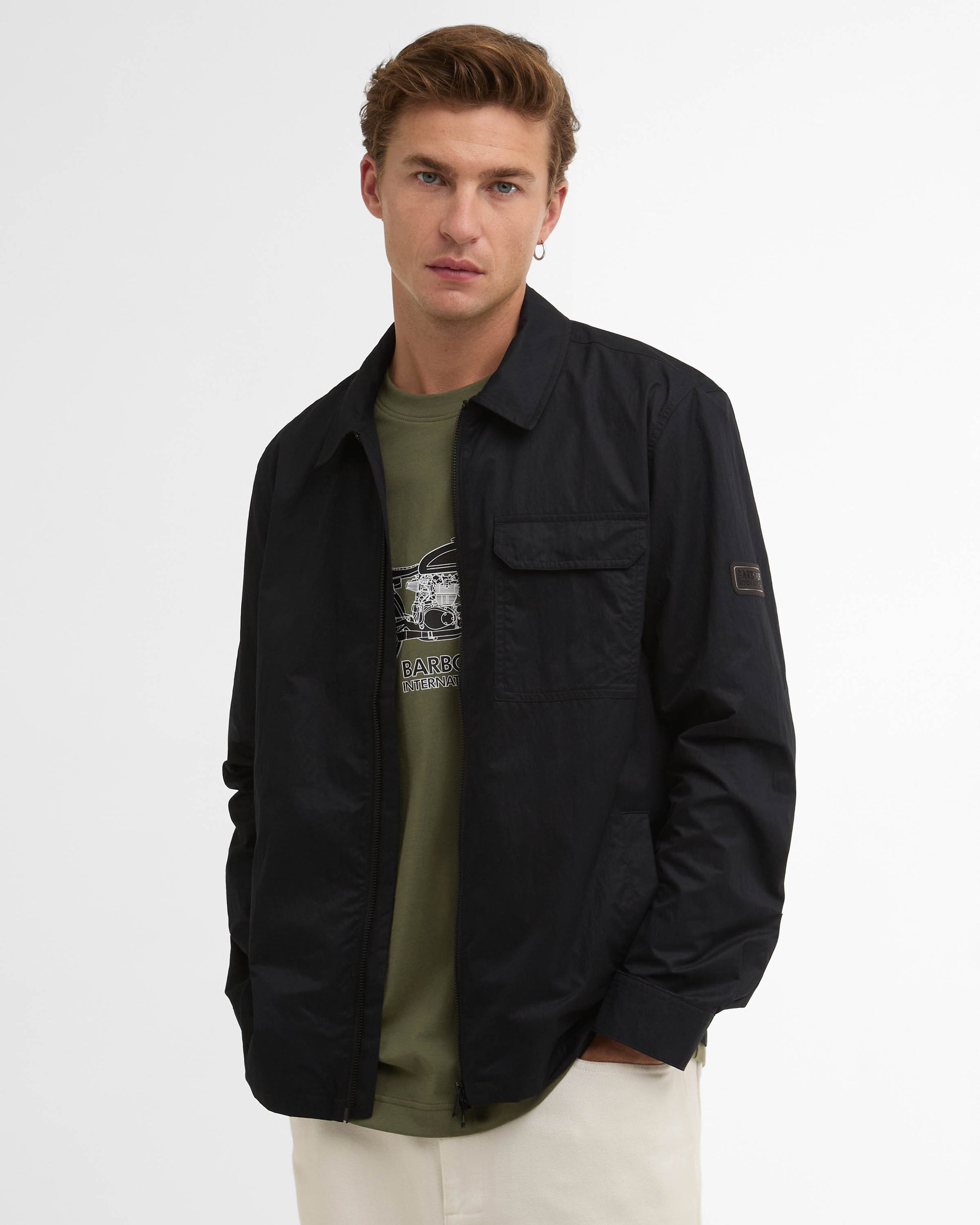 Barbour International Warren Mens Overshirt - Black | CHO | Designer Mens Overshirts